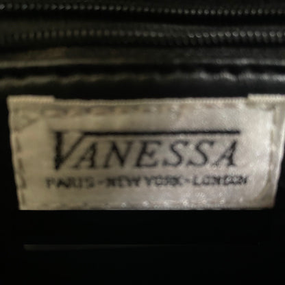 1980s VANESSA Black Suede Handbag Cross Body Disco bag