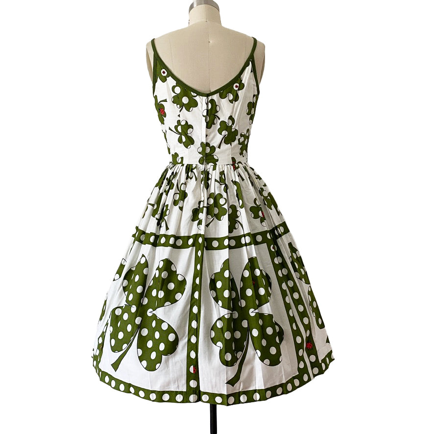 1950s Novelty Print ILENE RICKY pinup party dress