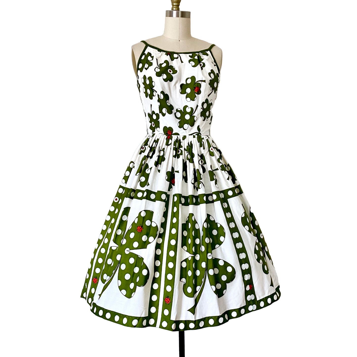 1950s Novelty Print ILENE RICKY pinup party dress