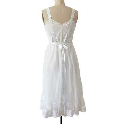 1950s Pin Up Peignoir Vintage CARILLON Boudoir Lingerie Sheer Voile Nighty sz 34/36 Sm