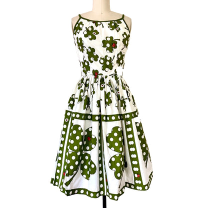 1950s Novelty Print ILENE RICKY pinup party dress