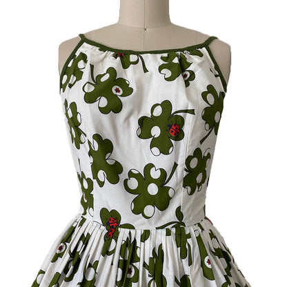 1950s Novelty Print ILENE RICKY pinup party dress