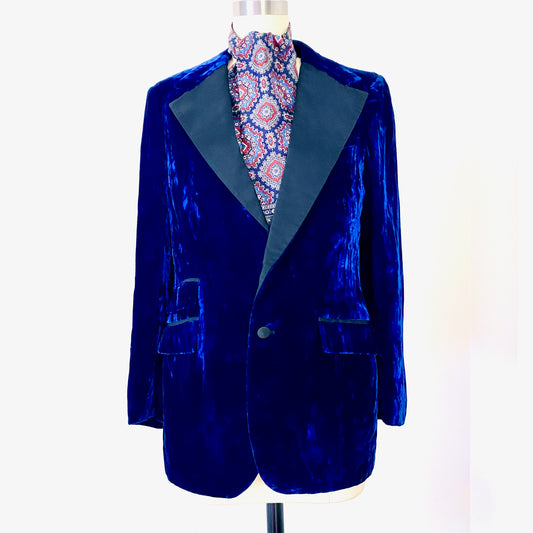 1970s Rockabilly Velvet Blazer Smoking Jacket Vintage Tuxedo Jacket Great Gatsby Casablanca Crushed Velvet M/sm W/med
