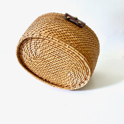 1960s Aigner Round Wicker Purse