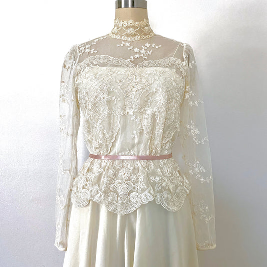 1970 Miss Elliette California Dress Victorian Romantic Dress Size S