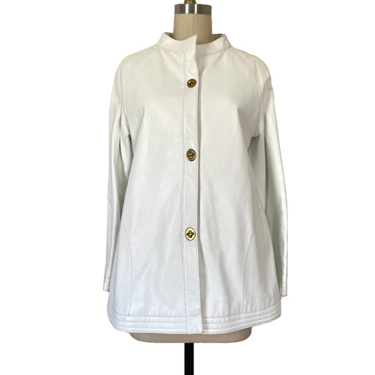 1960s Bonnie Cashin for Sills White Leather Toggle coat sz 6/8