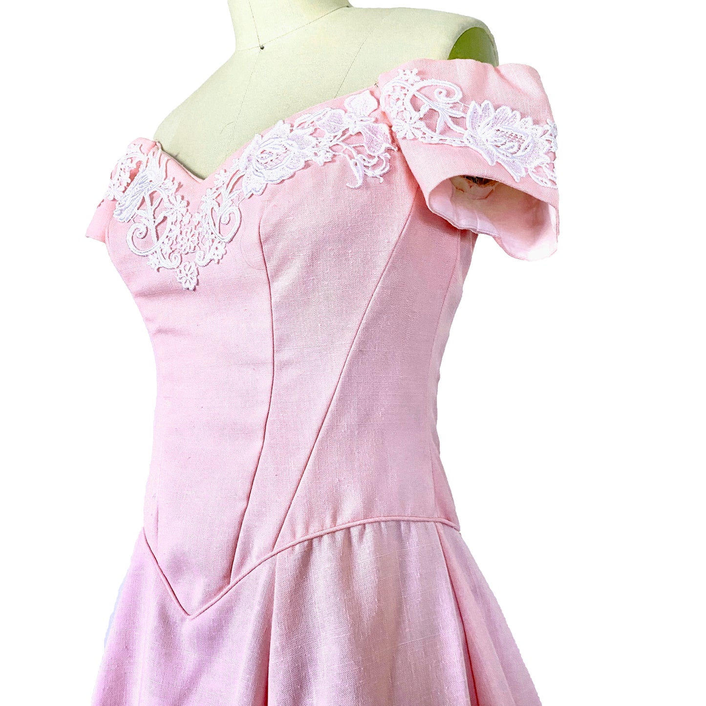 1980's PRICILLA OF BOSTON 1980s Pink Princess Prom Dress