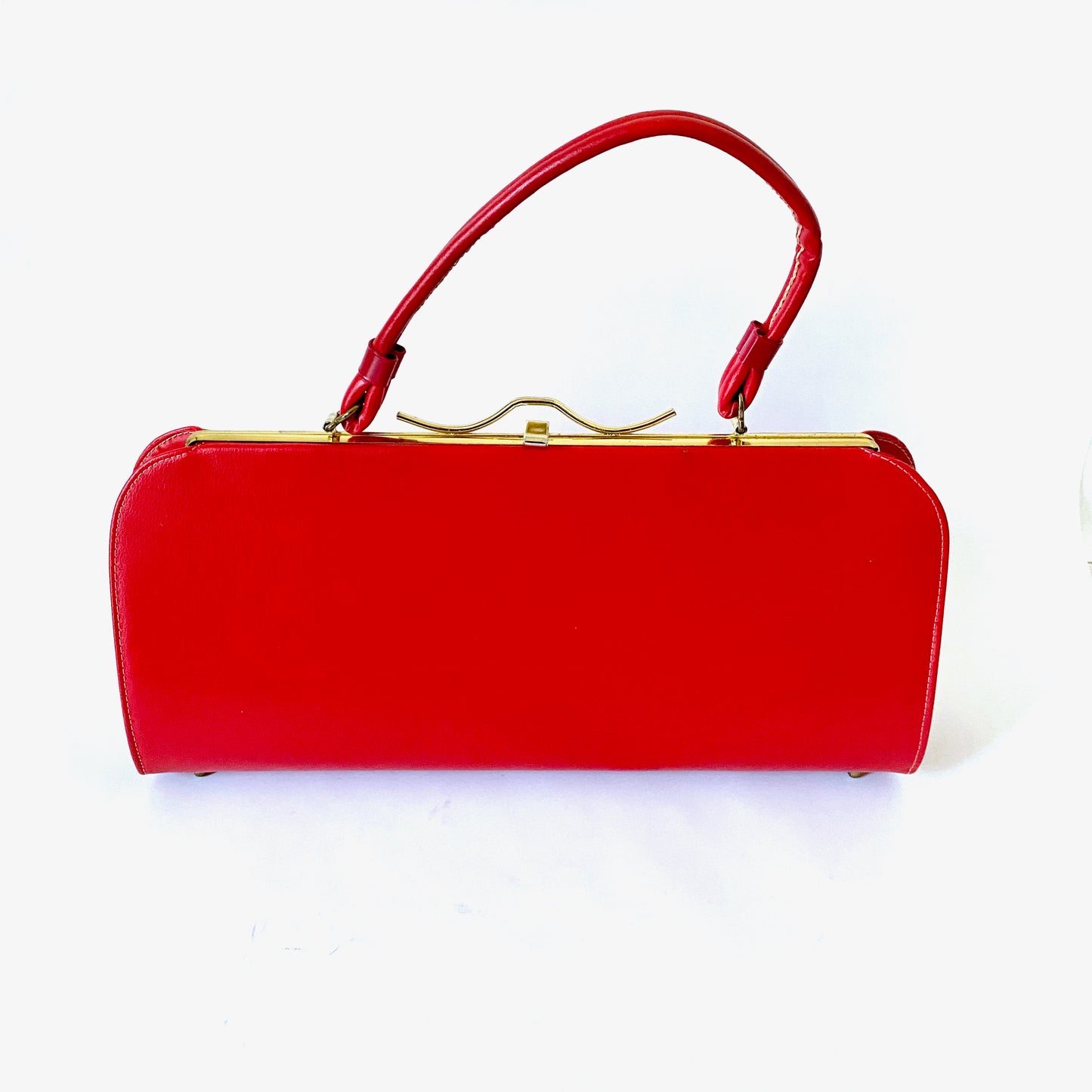 1960s Mod Bag Vintage LIPSTICK RED Naugahyde Handbag