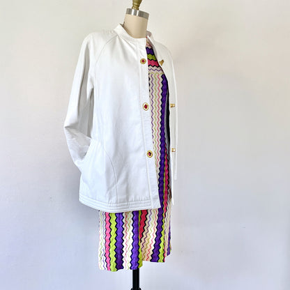 1960s Bonnie Cashin for Sills White Leather Toggle coat sz 6/8