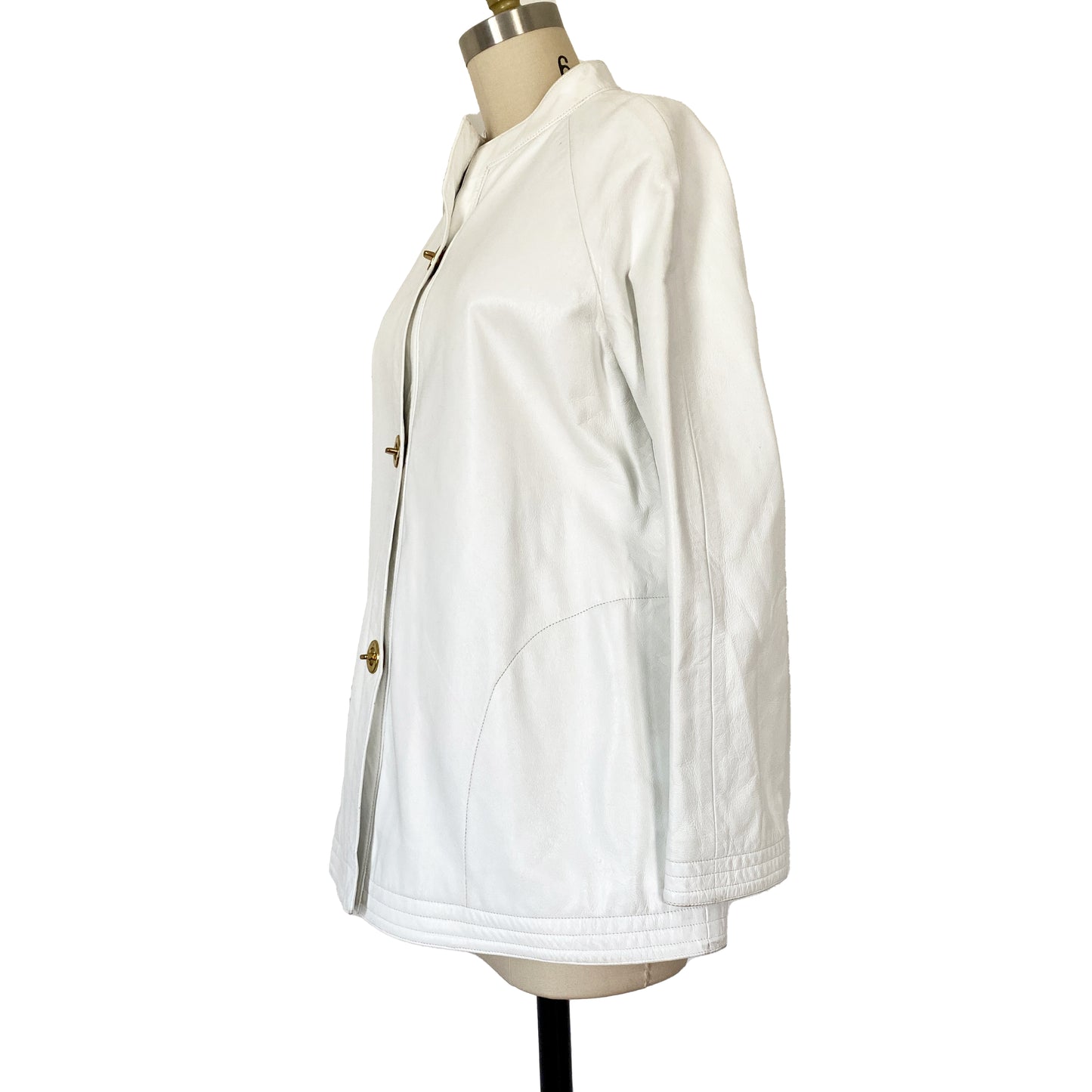 1960s Bonnie Cashin for Sills White Leather Toggle coat sz 6/8