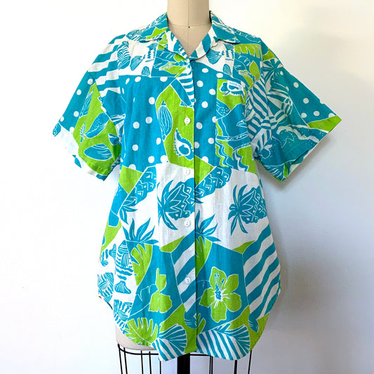 1980s HANG TEN Hawaiian Shirt