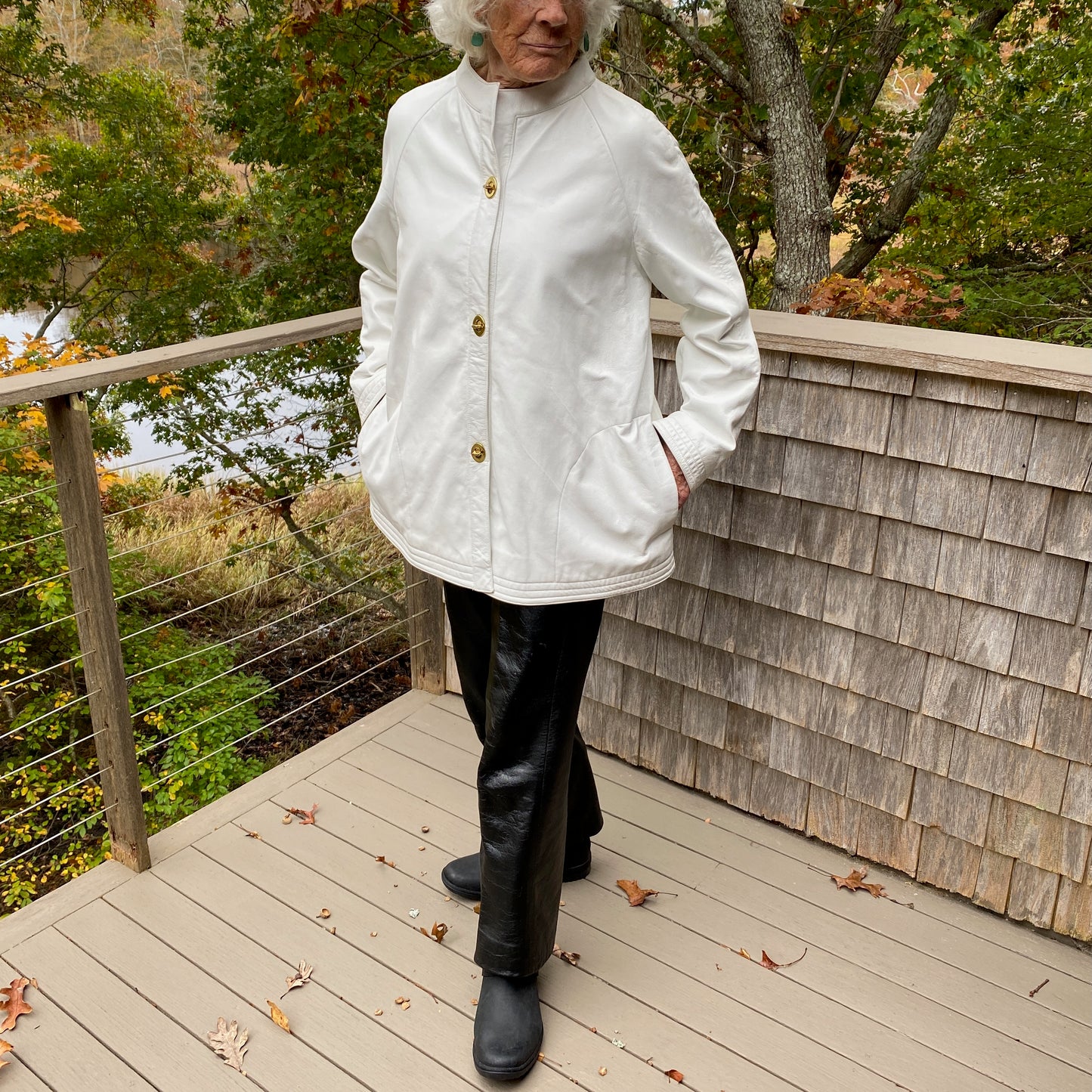 1960s Bonnie Cashin for Sills White Leather Toggle coat sz 6/8