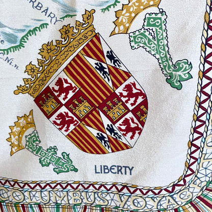 1990's Liberty of London Voyage to the New World Vintage Silk Scarf