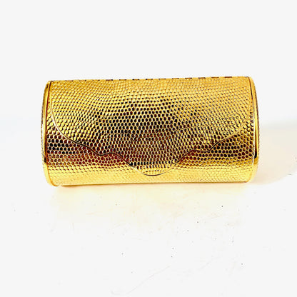 1950s Walborg Gold Metal Clutch Minaudiere Handbag Pinup Purse