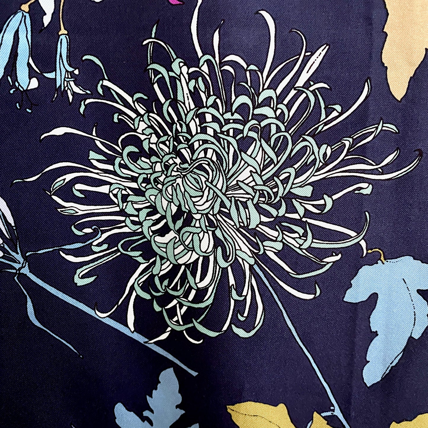 Vintage Liberty of London Spider Mums Floral Large Silk Scarf