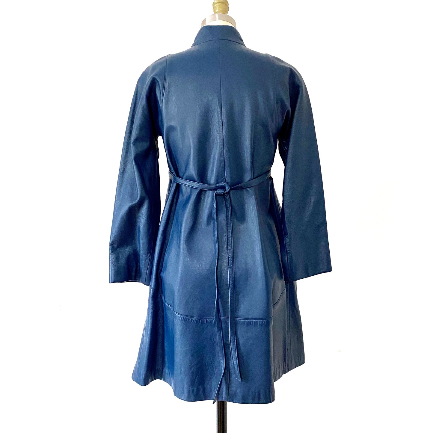 1960s Bonnie Cashin for Sills Blue Leather Toggle Coat