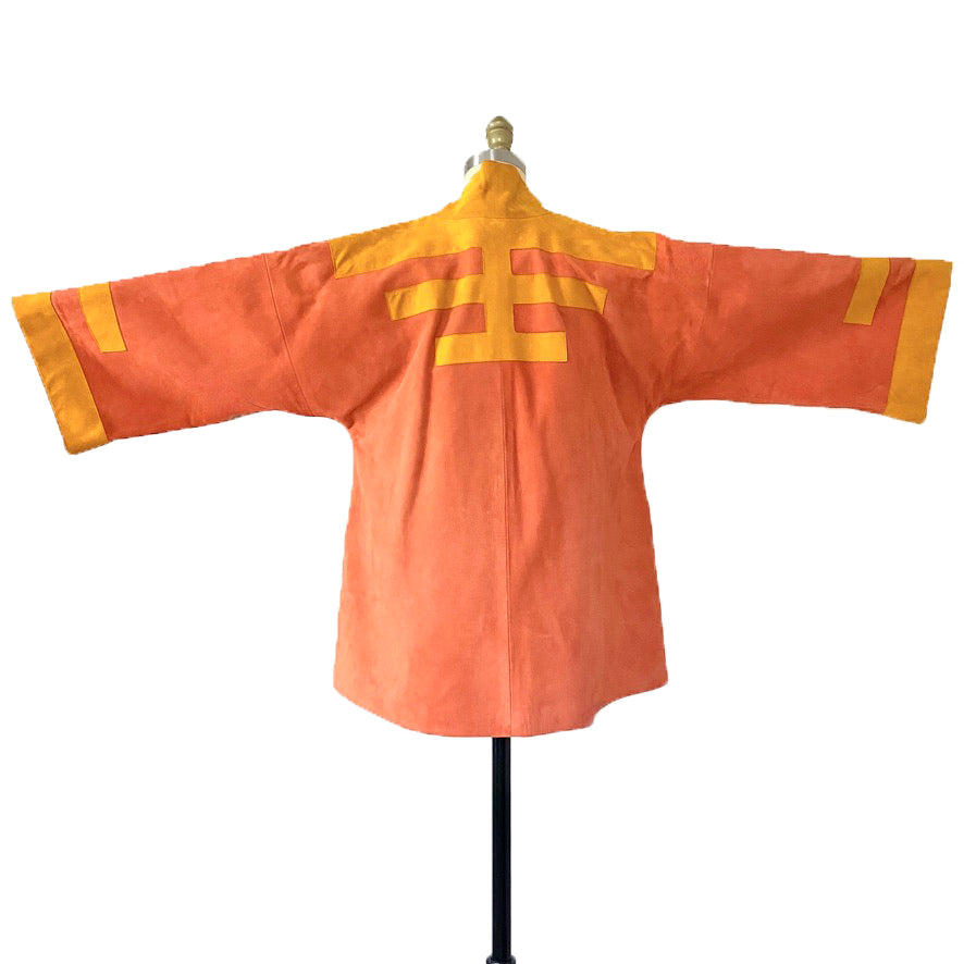 1960s Bonnie Cashin for Sills Suede Color Block Kimono Coat Sz 8