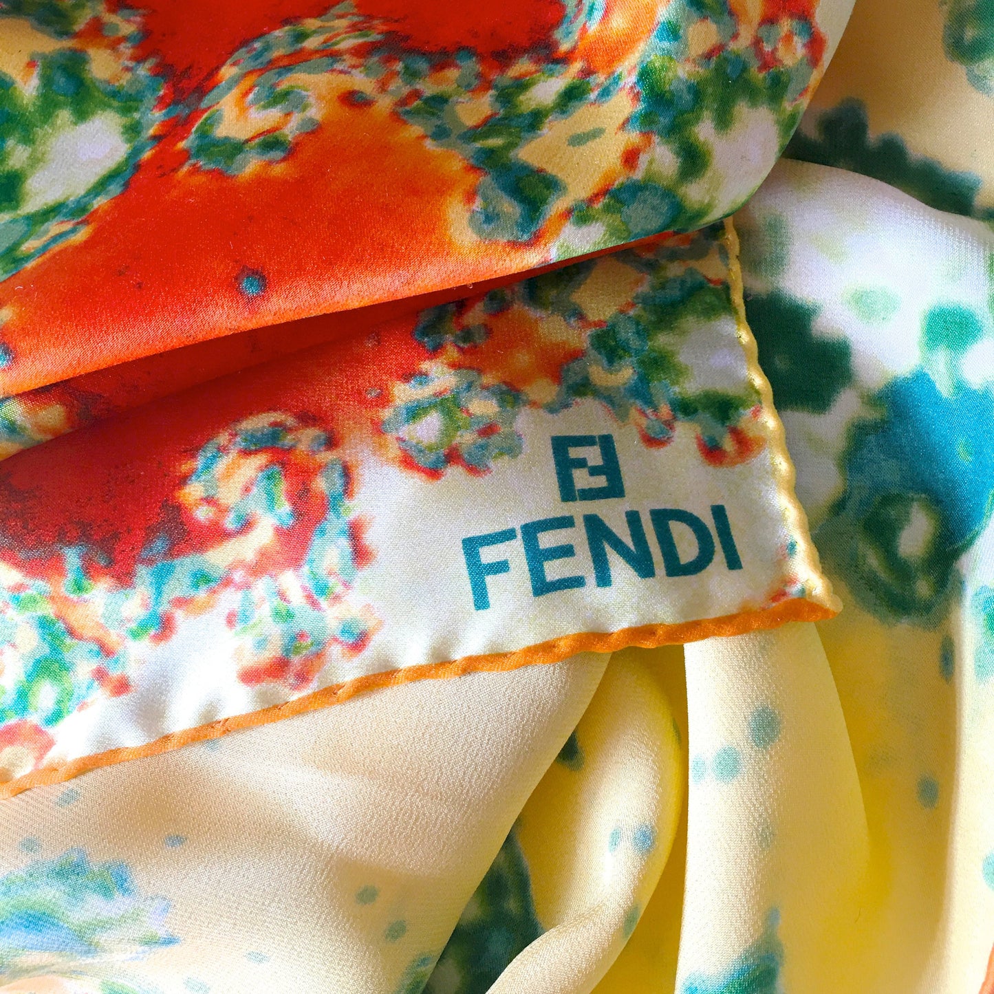 FENDI Vintage Silk Scarf Large Foulard Gift For Her 1990s