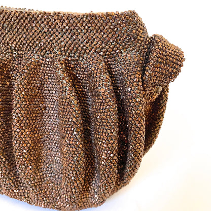 1940 Bronze CAVIAR seed beaded BOX Bag Vintage Petit Seed Beaded Bag Party Retro Bag Pinup Purse Rockabilly Bag