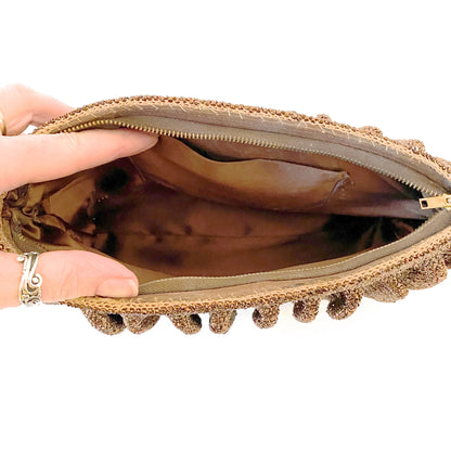 1940 Bronze CAVIAR seed beaded BOX Bag Vintage Petit Seed Beaded Bag Party Retro Bag Pinup Purse Rockabilly Bag