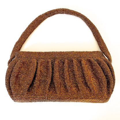 1940 Bronze CAVIAR seed beaded BOX Bag Vintage Petit Seed Beaded Bag Party Retro Bag Pinup Purse Rockabilly Bag