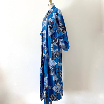 Vintage Kimono Graphic Butterfly Japanese Cotton Kimono Med