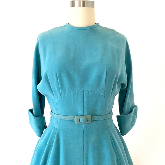 1950s Pin Up Girl Patio Cocktail GEORGETTE Party Dress Velour Vintage Dress size 6