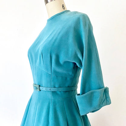 1950s Pin Up Girl Patio Cocktail GEORGETTE Party Dress Velour Vintage Dress size 6