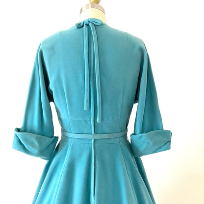 1950s Pin Up Girl Patio Cocktail GEORGETTE Party Dress Velour Vintage Dress size 6