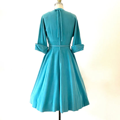 1950s Pin Up Girl Patio Cocktail GEORGETTE Party Dress Velour Vintage Dress size 6