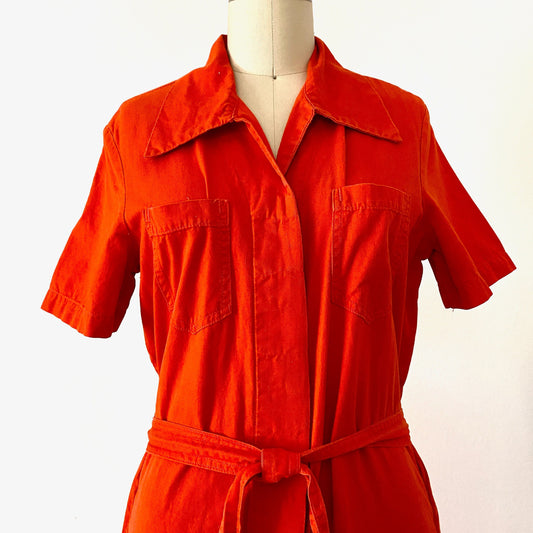 1970s WORK WEAR CORP Jumpsuit Cotton Romper Coveralls Vintage Workwear Small