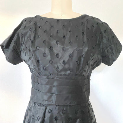 1950s Black Bow Train Wiggle MOD Vintage Bombshell Tall Marsha Young Originals Dress