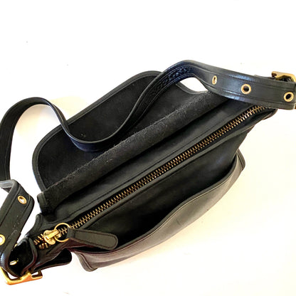 1990s Coach Patricia's Legacy Vintage Black Leather Brass Flap Shoulder Crossbody Bag Coach 9951