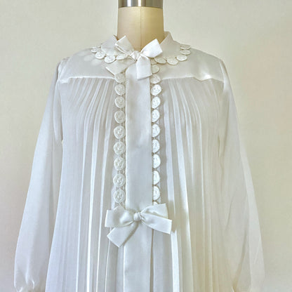 1960s Odette Barsa Peignoir Vintage Boudoir Lingerie Bridal Nighty White Wedding SM