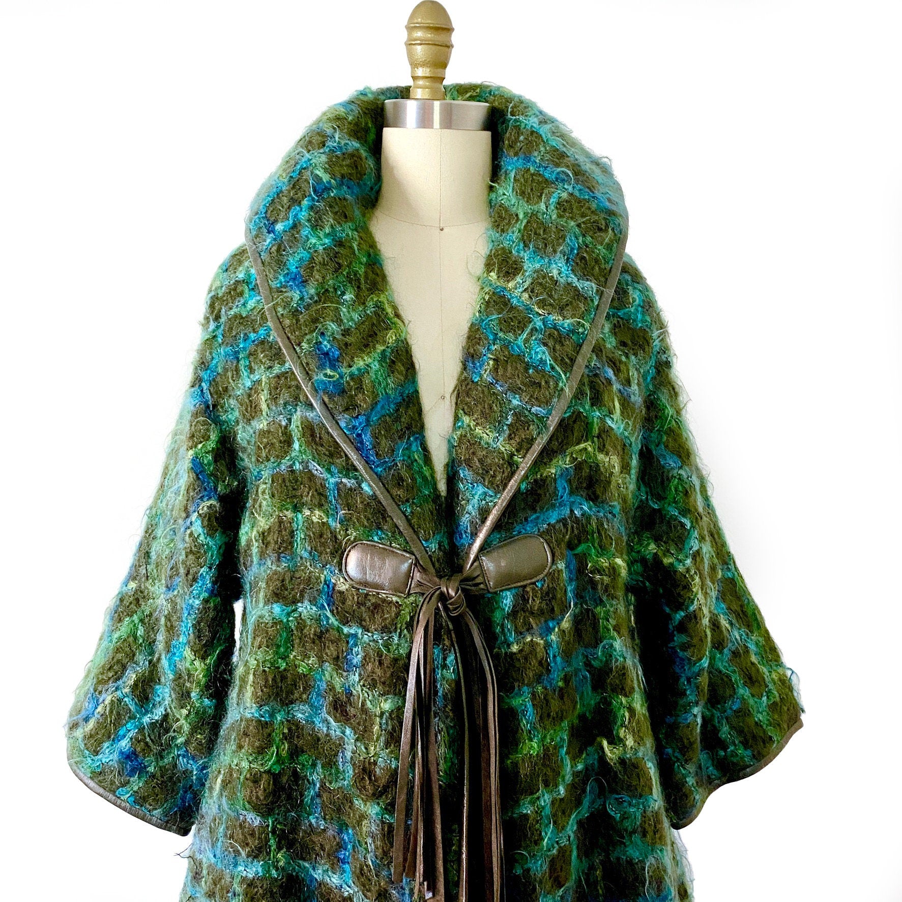 1960s Bonnie Cashin MOHAIR Blanket Coat Mod Shawl Collar Vintage