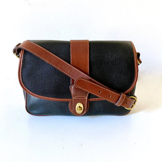 1990s COACH Sheridan Collection Mayfield Crossbody Handbag Black Pebbled Leather Vintage Bag