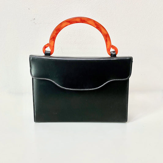 1960s Purse Lucite Handle Stylecraft Box Bag Vintage Handbag Made in USA Go go Girl Lady bag Top Handle Bag