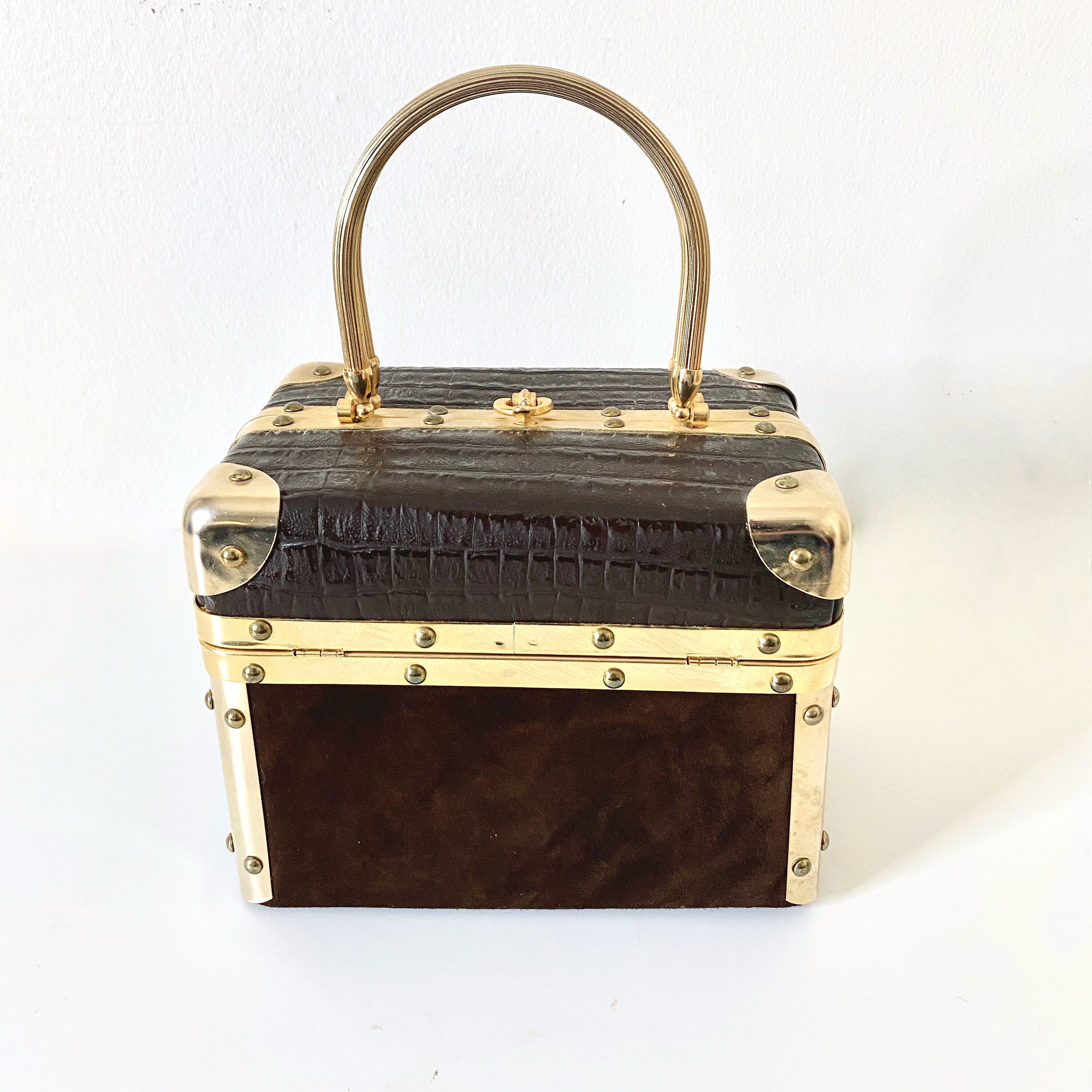 Phenomenal vintage patent flowered Delill box bag purse handbag - Ruby Lane