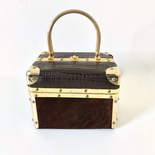 1960/1950 Vintage Rosenfeld Box Purse Train Case Handbag Pinup Purse