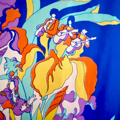 1970 Ron Cherskin Psychedelic Silk Scarf Large Foulard Scarf Novelty Mod All Silk Scarf