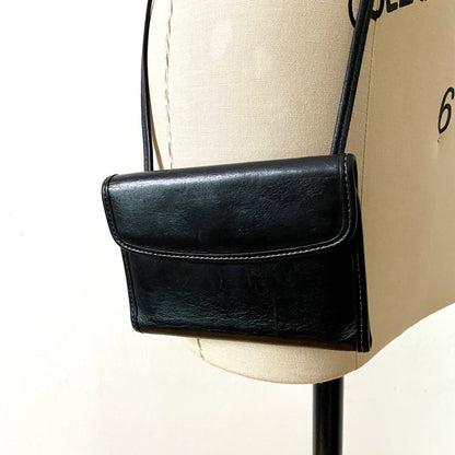 1990s Coach Envelope Crossbody Leather Wallet with Zip Coin Pouch and Card Slots