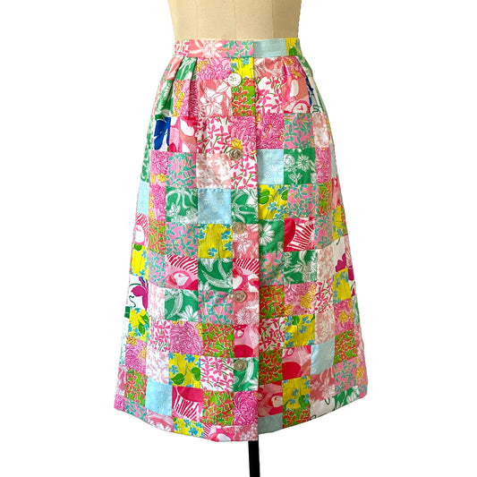 1970s Lilly Pulitzer Patchwork Skirt Vintage Skirt Golf Skirt Vintage Resort Wear sz 6/8