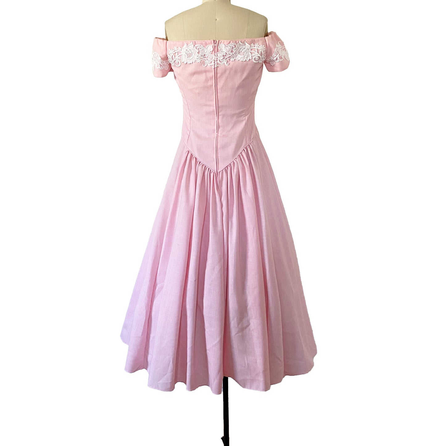 1980's PRICILLA OF BOSTON 1980s Pink Princess Prom Dress